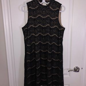 Black lace highneck dress